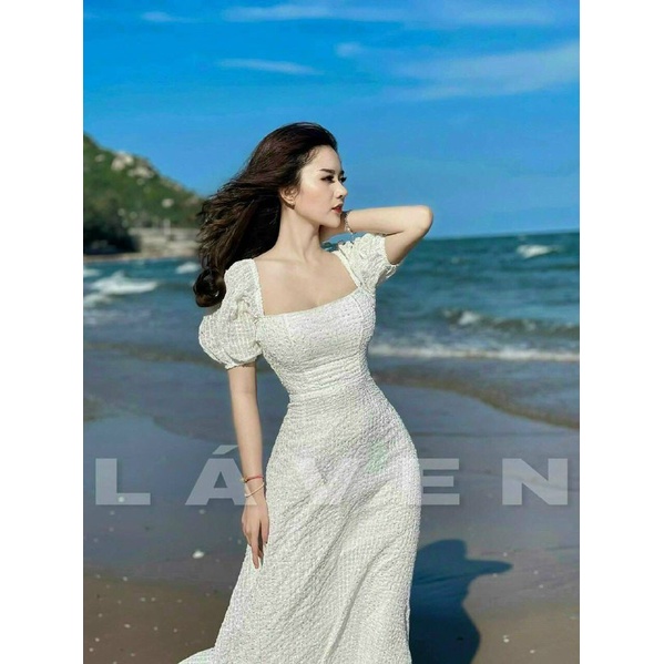 Đầm Maxi Dài Hở Lưng Đi Biển, Maxi Cổ Vuông Tay Phồng Sexy Thời Trang Giá Rẻ _DQC5