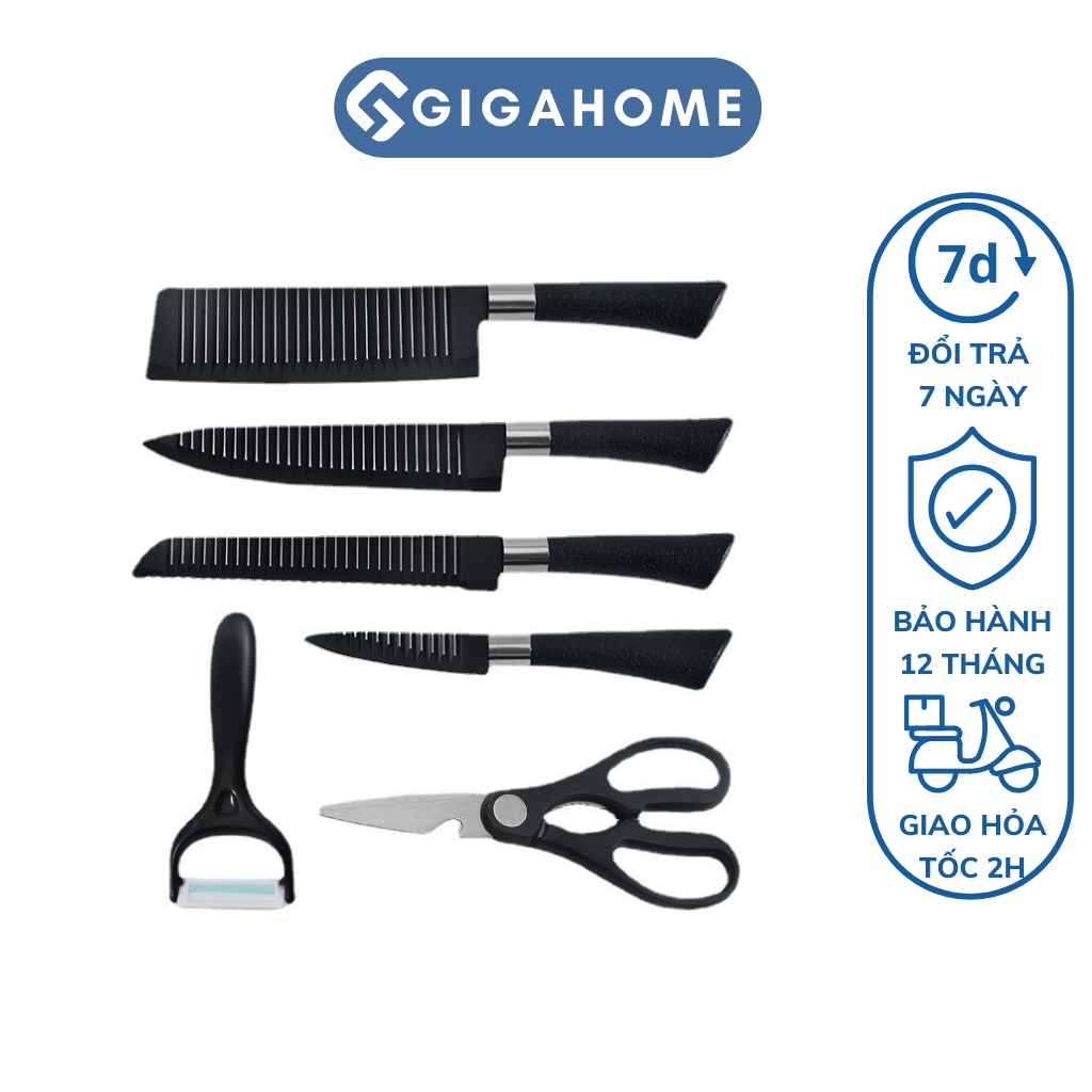 Bộ 6 Món Dao Nhà Bếp GIGAHOME Cao Cấp Thép Không Gỉ Siêu Chắc, Siêu Bền 8731