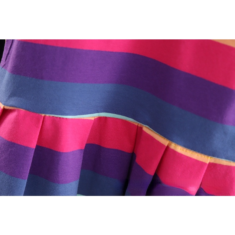 Váy cho bé gái trẻ em Cầu vồng ngắn tay váy công chúa xếp ly 0-5 tuổi