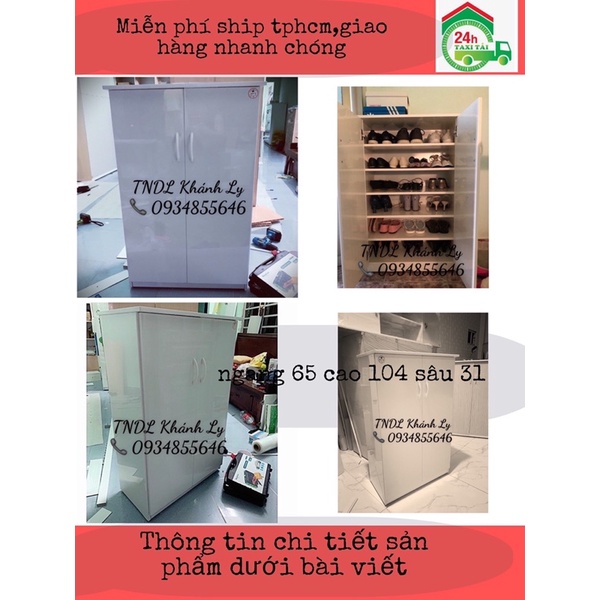 Tủ giày dép nhựa đài loan 2 cánh 6 tầng trắng 65x104