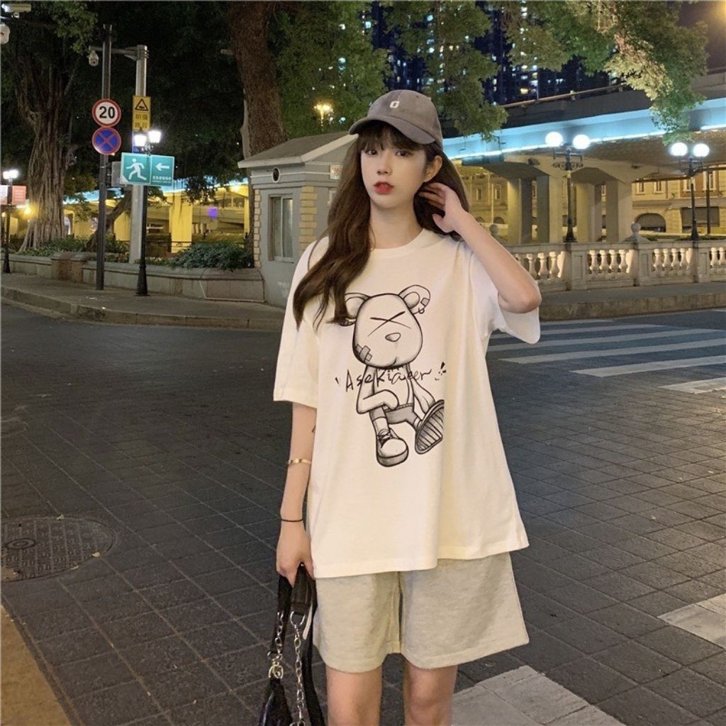 Đồ mặc nhà nữ bigsize đẹp thể thao quần đùi thun cotton dễ thương mùa hè đi chơi ngủ trung niên ESHOP AD14
