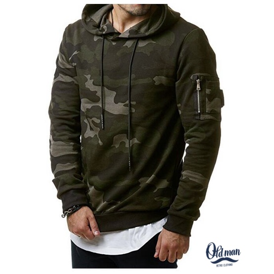 Áo Hoodie Hoạ Tiết Rằn Ri, Áo Thun Có Mũ Tay Áo Bomber, Chất Cotton Da Cá Dày Dặn, Phong Cách Retro, Vintage