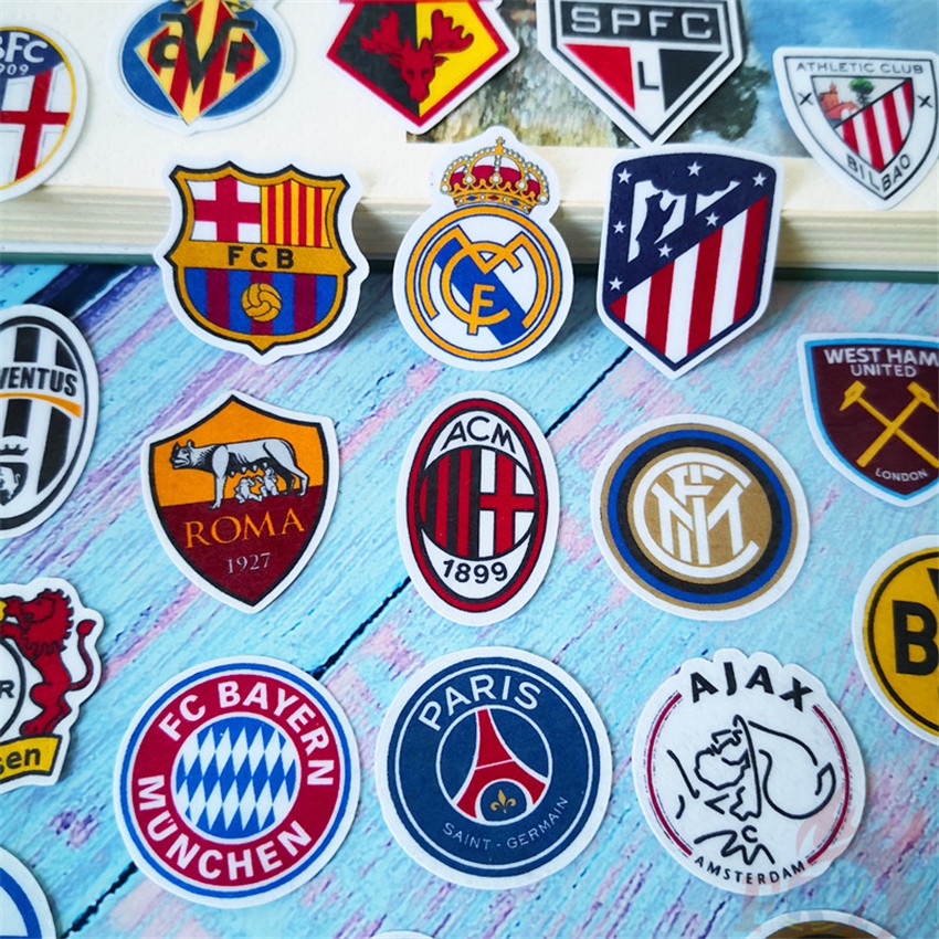 Set 40 miếng dán trang trí album thủ công hình logo câu lạc bộ bóng đá mini thời trang DIY