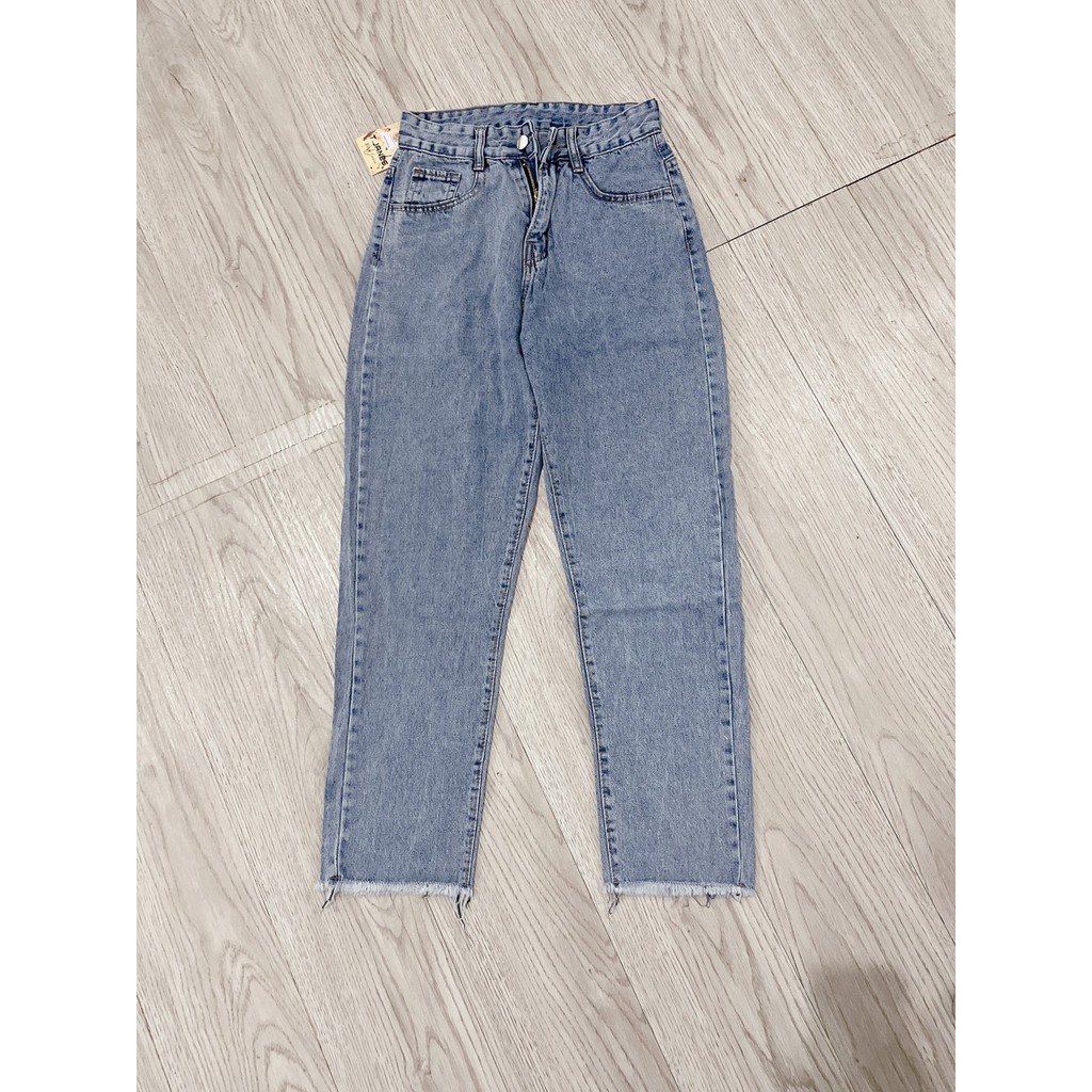 Quần jean baggy tua gấu màu xanh - Quần jean nữ dáng baggy tôn dáng - CM Shop