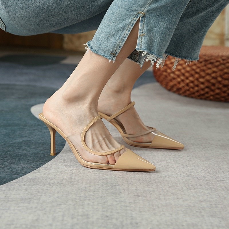 Guốc zara mica kem mũi nhọn fullbox