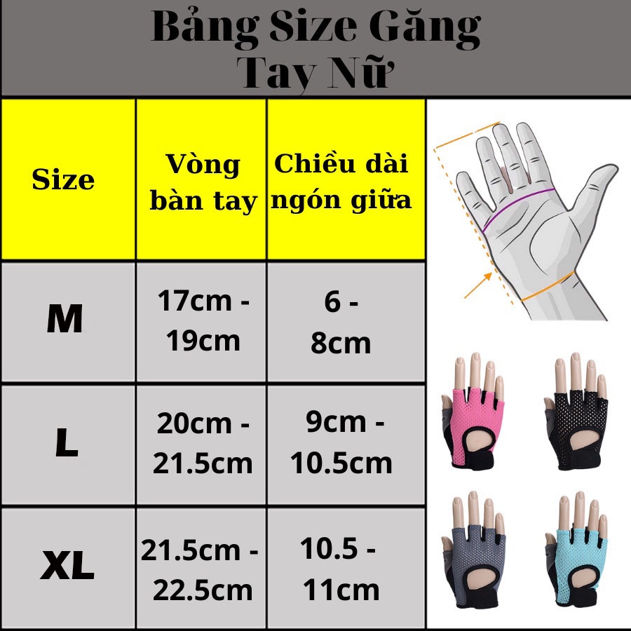 Găng tay tập gym nữ, bao tay thể thao nữ tập tạ, nâng tạ chuyên dụng, thông thoáng, chống bám mồ hôi tay X02