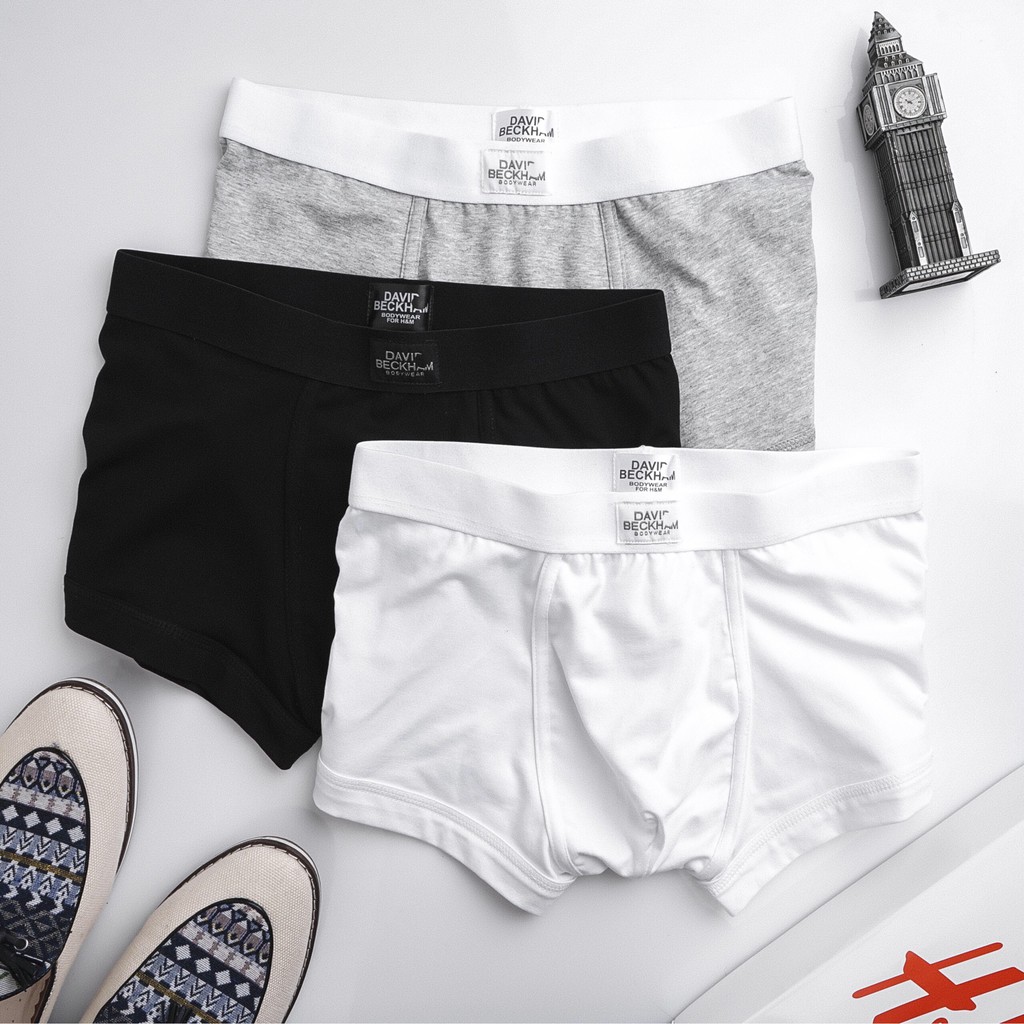 Boxer hộp 3 sịp đùi nam H-M cao cấp 100% cotton siêu co dãn