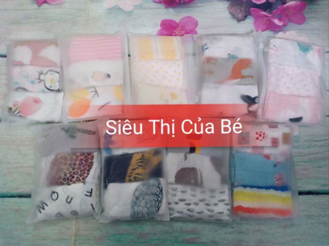 1 Set 3 khăn sữa Muslin tree túi zip