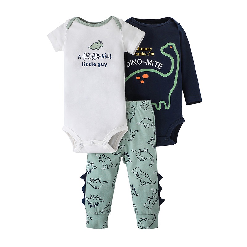 Bộ Đồ Quần Áo Bé Gái 3 Món Body Tay Ngắn Bodysuit Liền Thân Và Quần Dài Set Cho Bé Trẻ em Sơ Sinh 0-36 Tháng