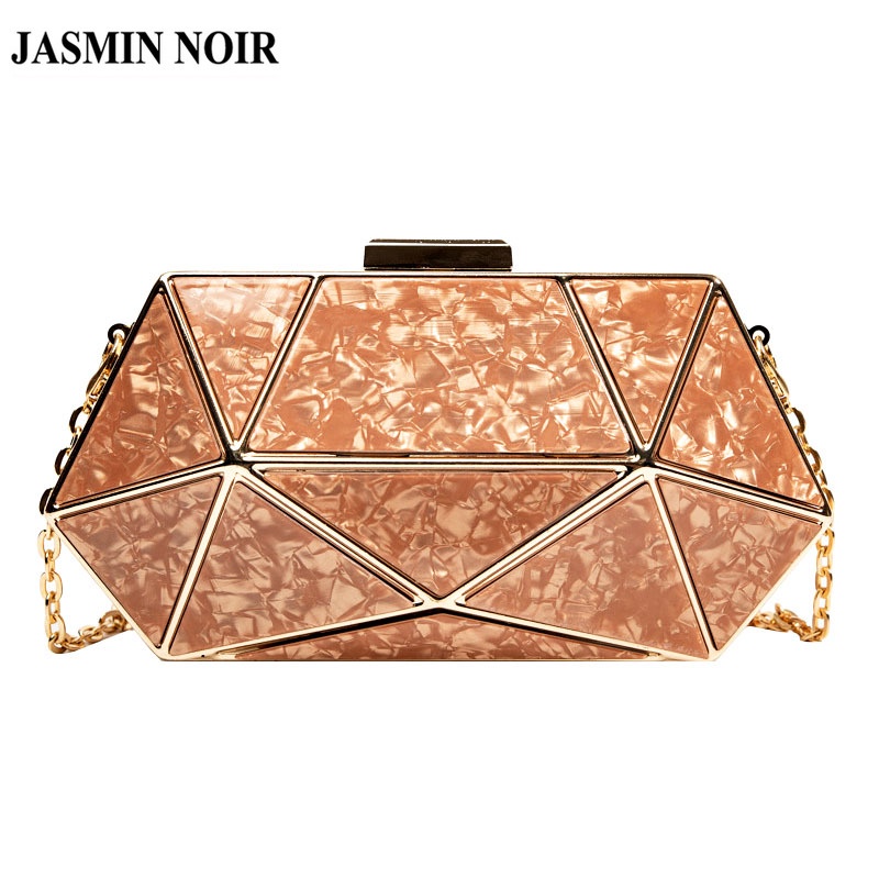 Túi Xách JASMIN NOIR Đeo Chéo Bằng Acrylic Phối Dây Xích Thời Trang