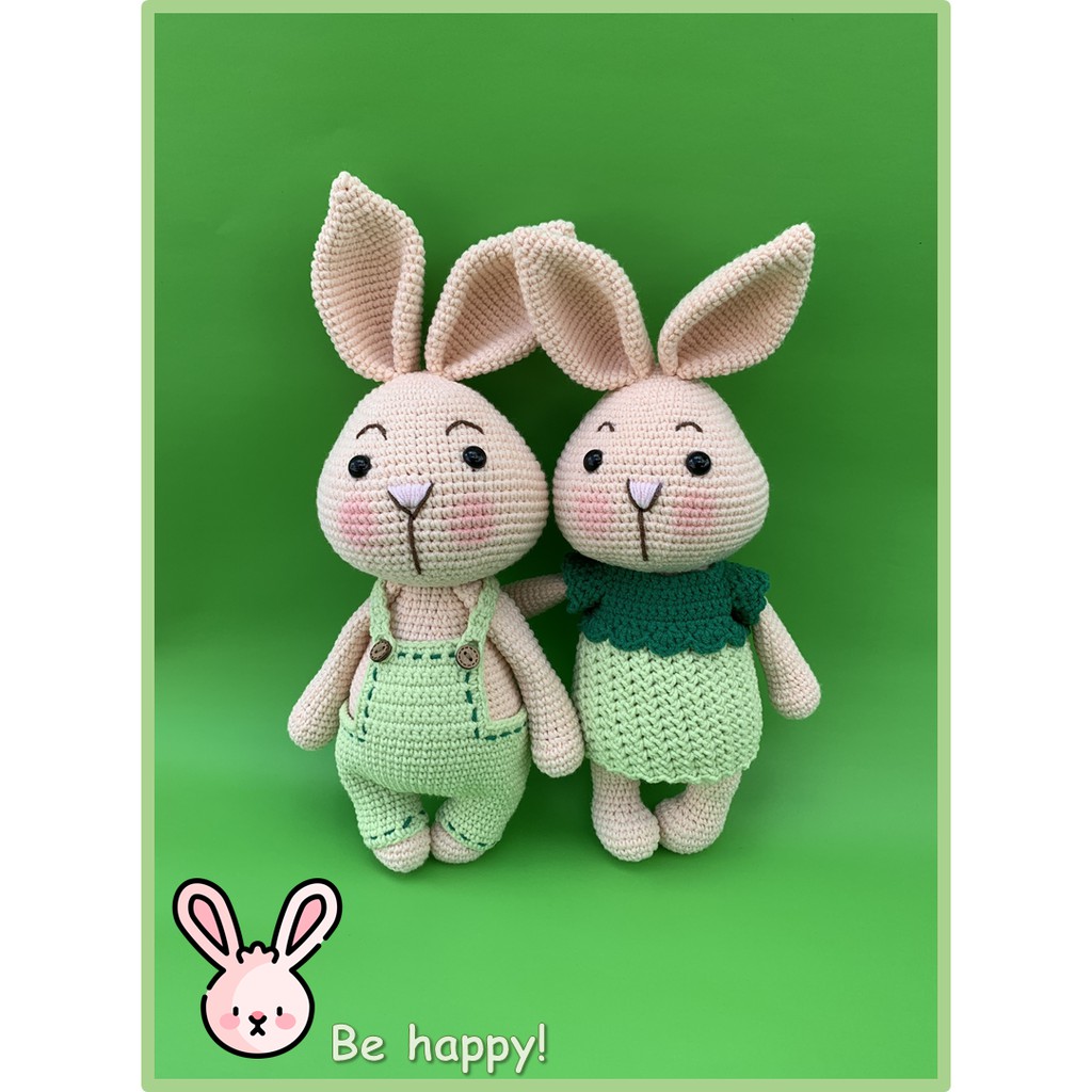 Đôi thỏ con móc len cao cấp Amigurumi