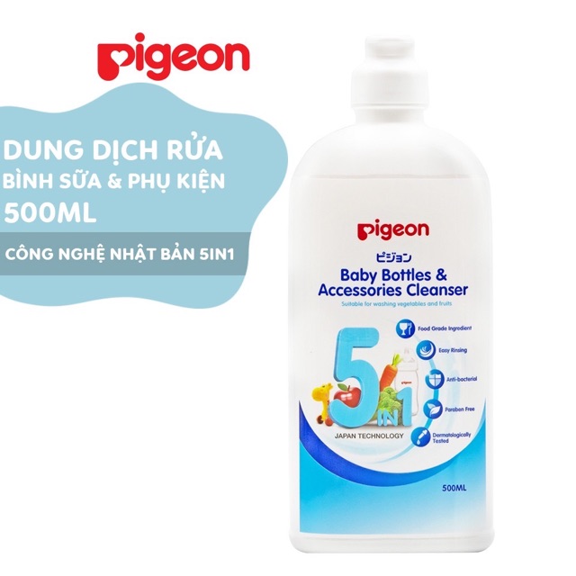 Dung dịch nước rửa bình sữa phụ kiện rau củ Pigeon Eco 450ml/500ml