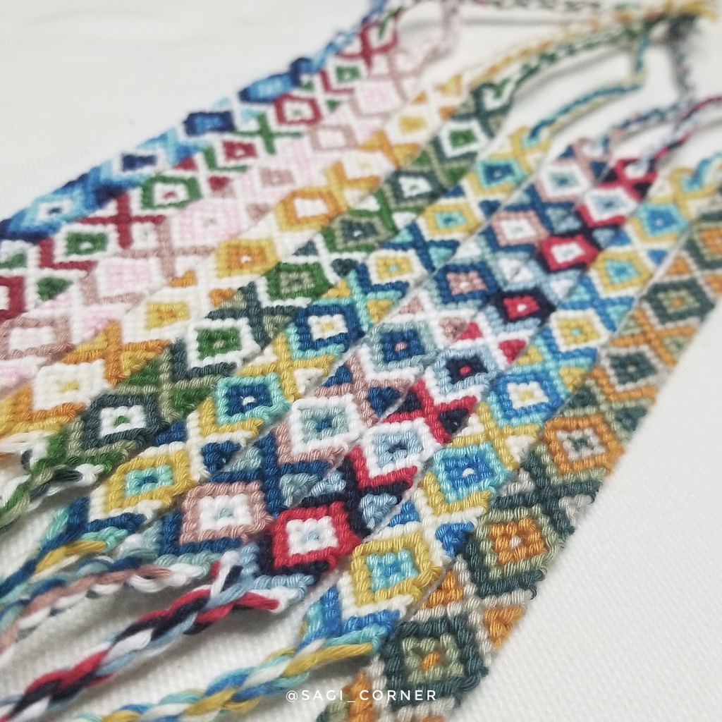 Vòng tay, vòng chân handmade tết bằng chỉ l "Diamond" friendship bracelet