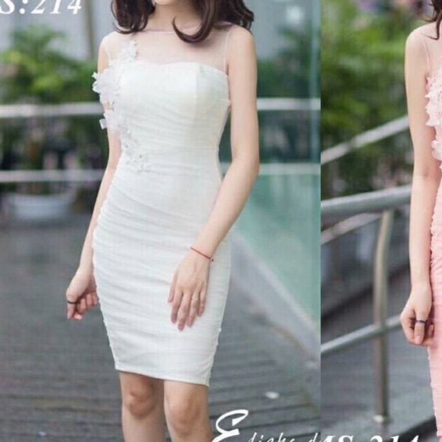Đầm body phối lưới