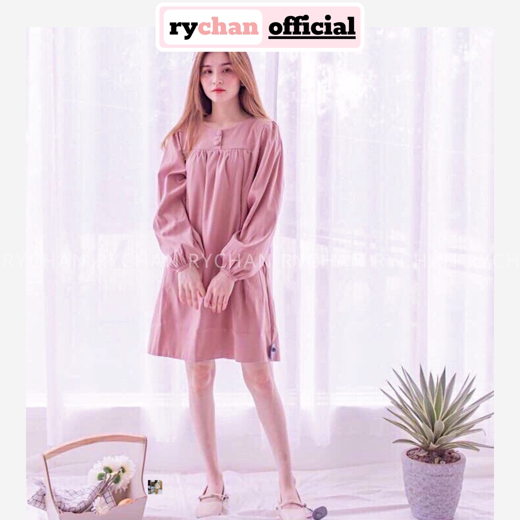Đầm Xòe Babydoll Tay Phồng Babydoll Hồng [ẢNH THẬT CUỐI] - DX921