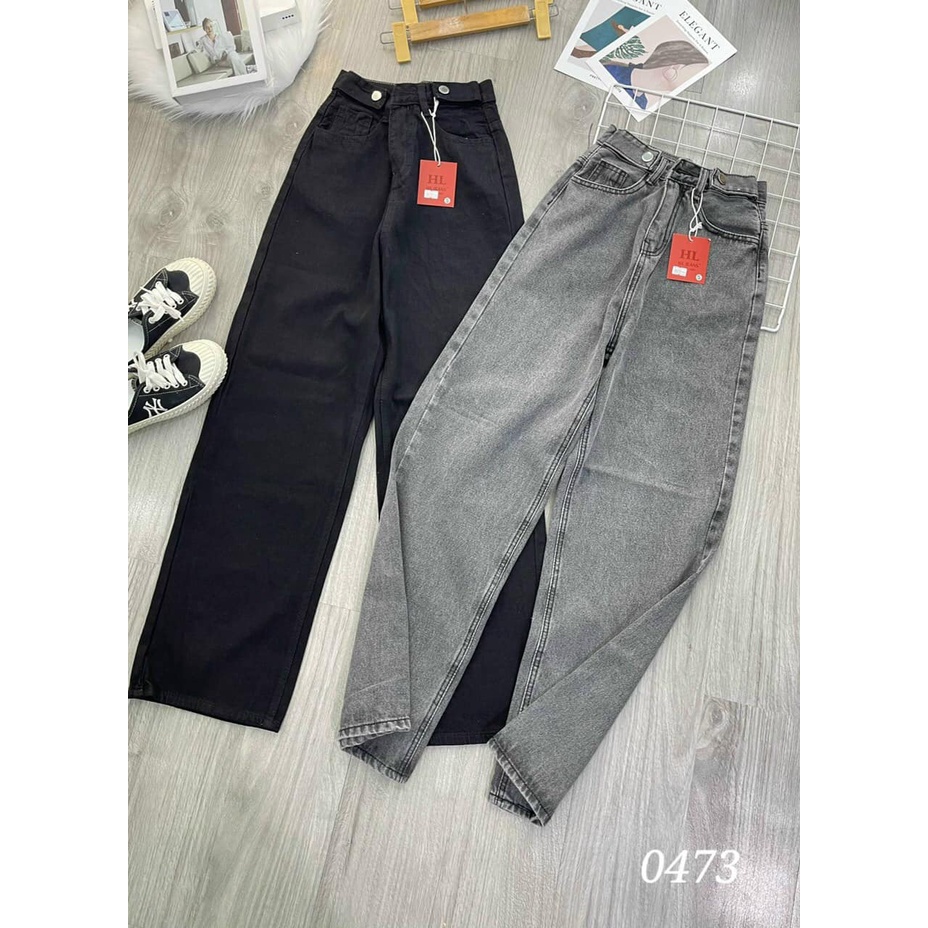 QUẦN JEANS ỐNG XUÔNG GẤP LAI DÁNG DÀI CHẤM GÓT
