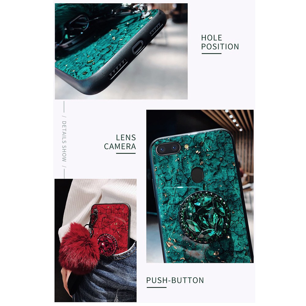 Ốp lưng kèm cục bông và chân đế cho Samsung Galaxy A5 A7 2017 A6 Plus A8 A9 2018 A50 A51 A70 | BigBuy360 - bigbuy360.vn