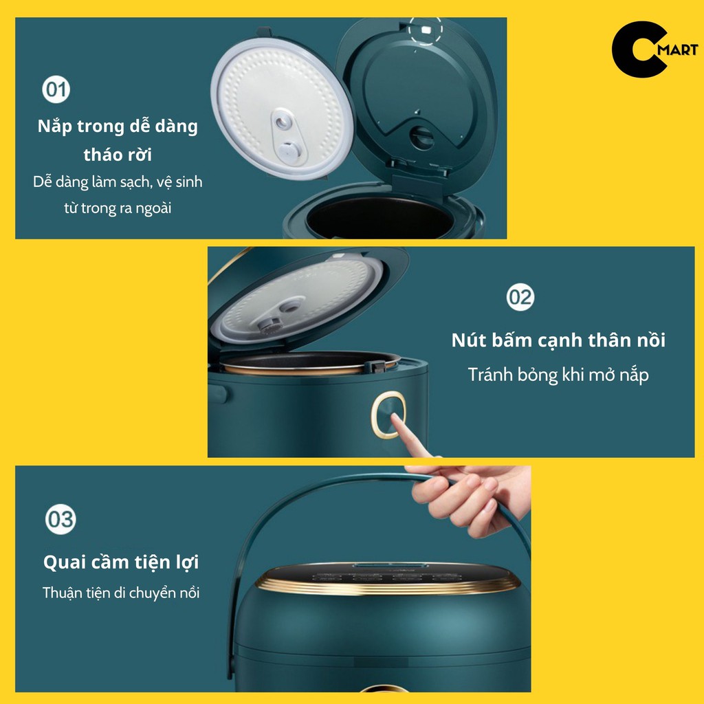 Nồi Cơm Điện Chống Dính Đa Năng Có Hẹn Giờ Dung Tích 3L BEAR DFB-P30R3 [CMART_Gia Dụng Tiện Ích]