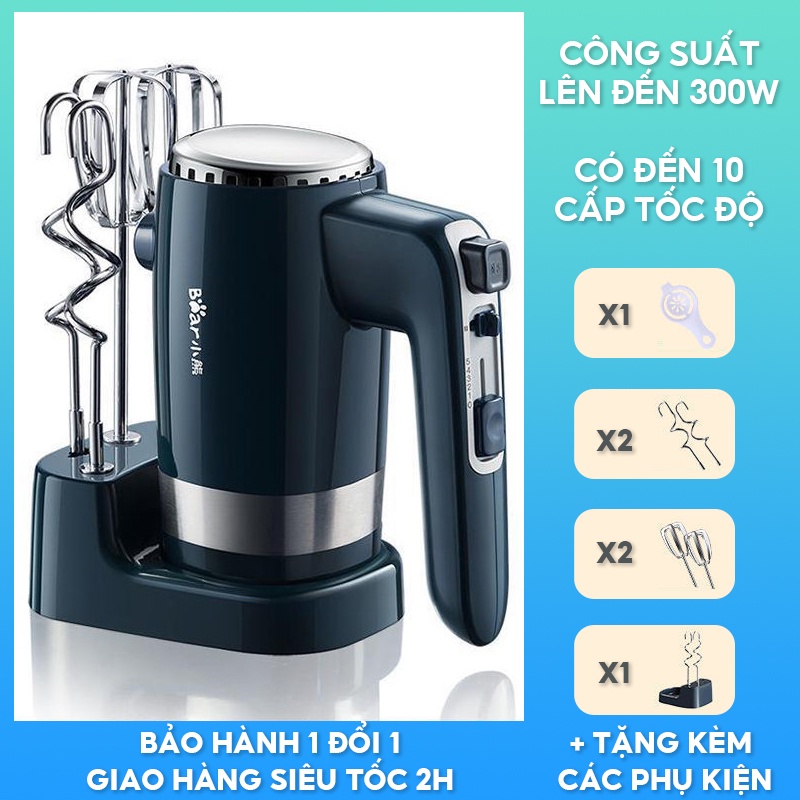 Máy Đánh Trứng Nhào Bột Đa Năng Công Suất 300W 10 Tốc Độ Tặng Kèm Chân Đế Và Phụ Kiện Đánh Trứng Nhào Bột