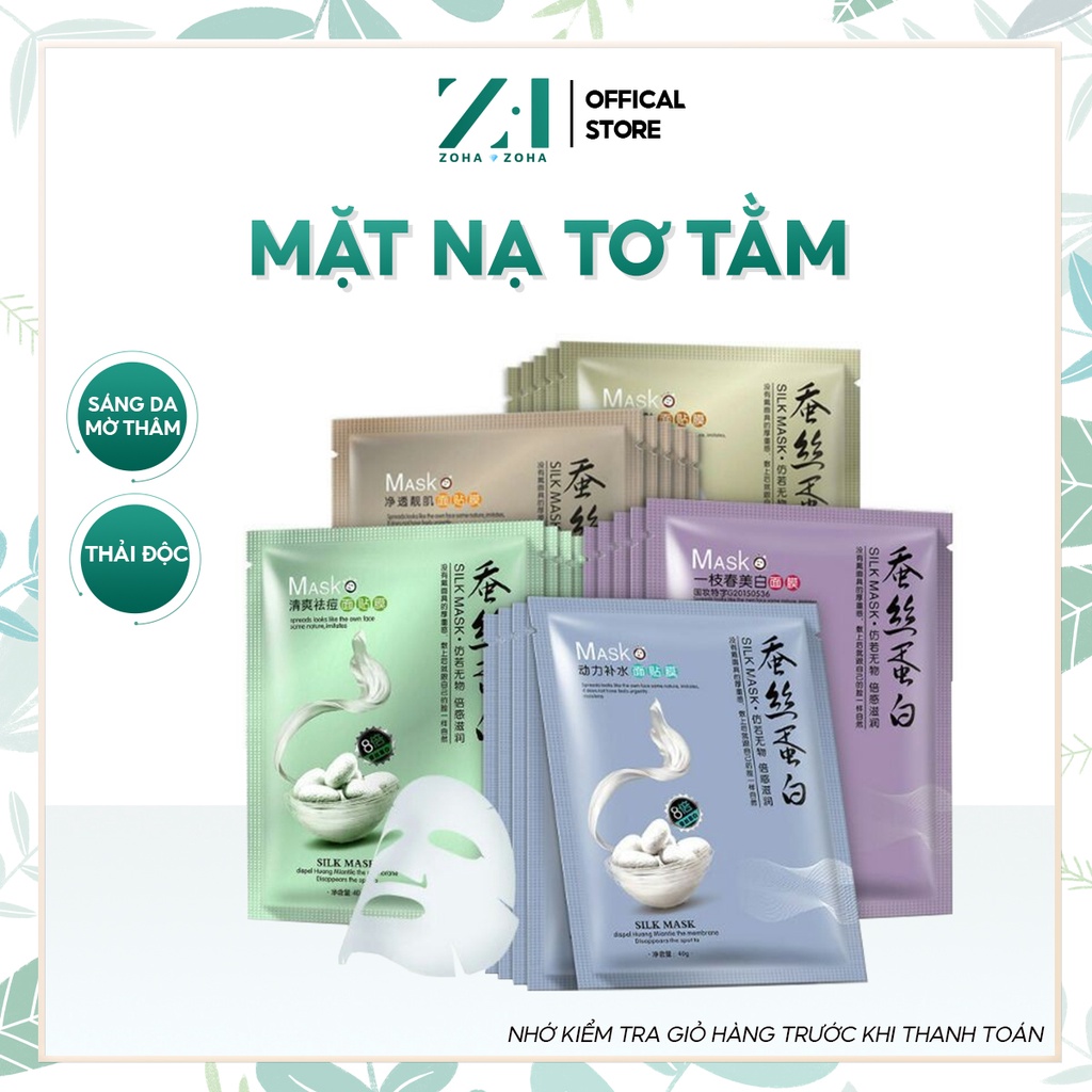 Mặt nạ dưỡng da mụn cấp ẩm thải độc tơ tằm ONE SPRING SILK MASK dưỡng trắng giảm thâm Zoha