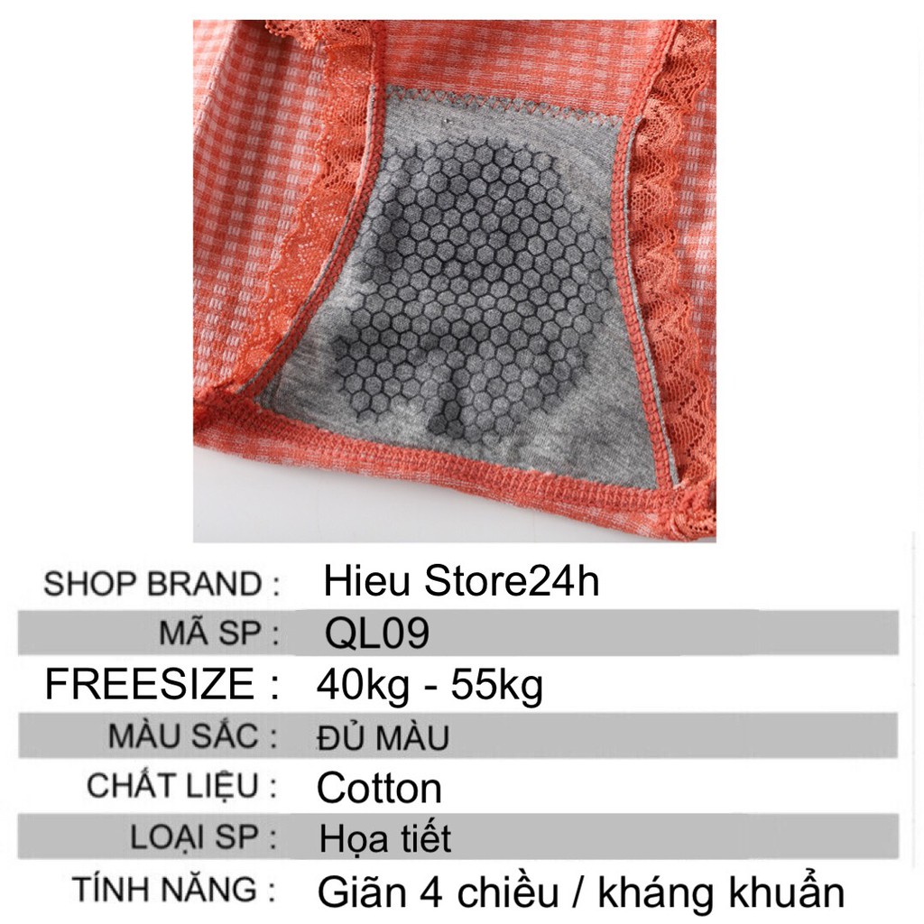 Combo Quần Lót Nữ Cotton Dệt Kim Kẻ Caro Cực Đẹp Giãn 4 Chiều Thấm Hút Tốt Hieu Store24h - 609