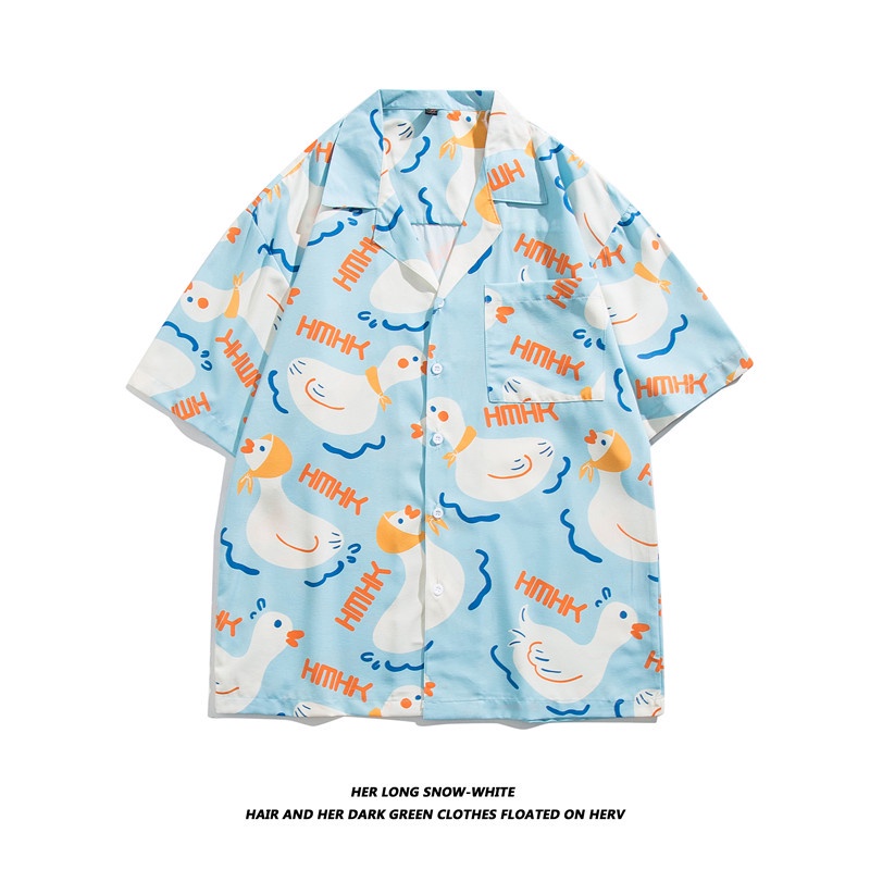 Áo Sơ Mi Tay Ngắn In Họa Tiết Hoạt Hình Phong Cách Hàn Quốc Cho Nam