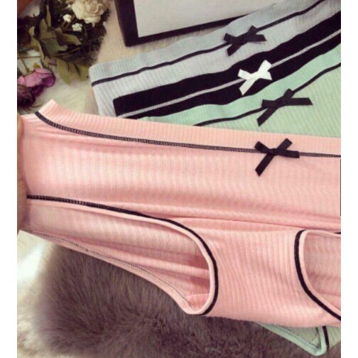 Set 4 quần lót gân tăm đính nơ siêu yêu