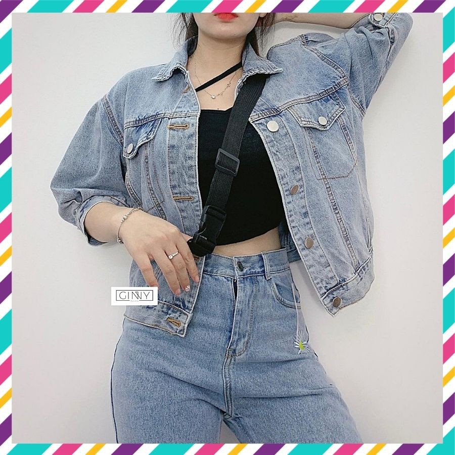 XẢ KHO THANH LÝ Áo khoác Jeans tay lửng | Chất jeans xịn dày dặn chống nắng tốt | Thiết kế form lửng cá tính