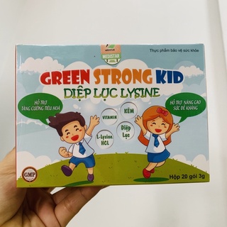 [Hỗ trợ tăng cường tiêu hóa, nâng cao sức đề kháng cho bé] Diệp lục Lysine - Green Strong Kid (20 gói/hộp)