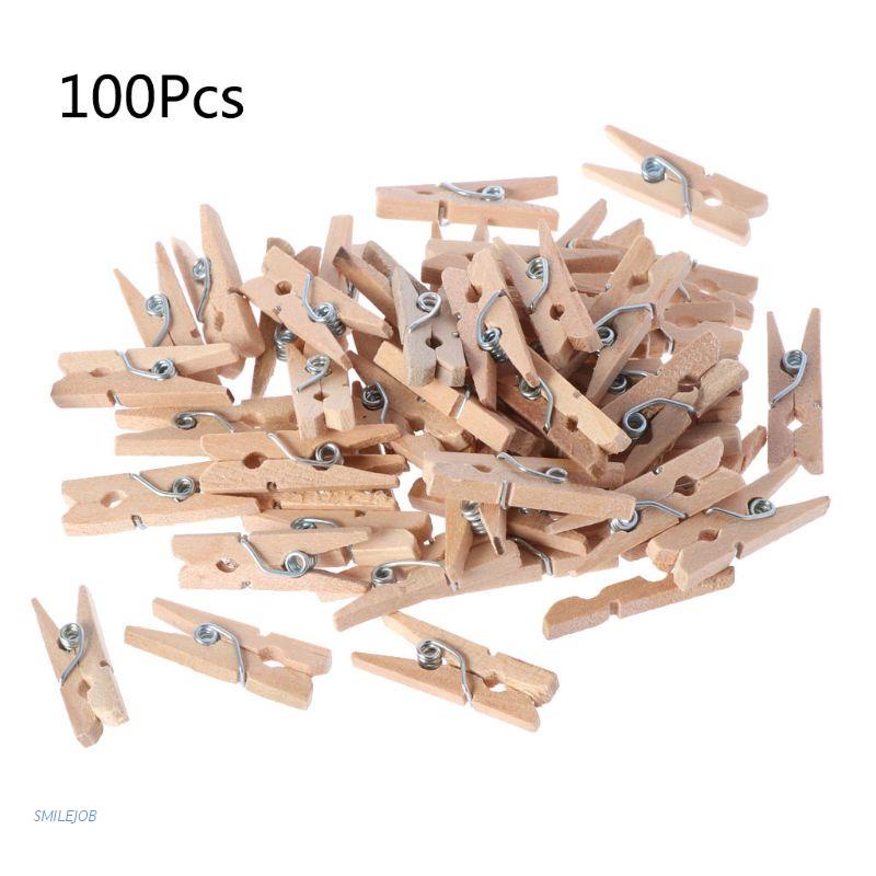 Set 100 kẹp quần áo bằng gỗ mini 25mm