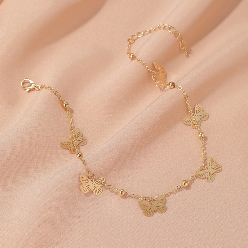 Simple Alloy Hollow Butterfly Anklet Personality Female Foot Chain Popular Summer Beach Foot Jewelry