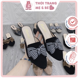 Giày sục nơ mũi nhọn, Sục mũi nhọn, Sục nơ vải, Sục mõm nhọn đế 3p
