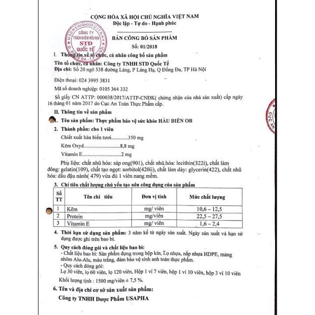 Tinh Hàu biển Ob - lọ 30 viên