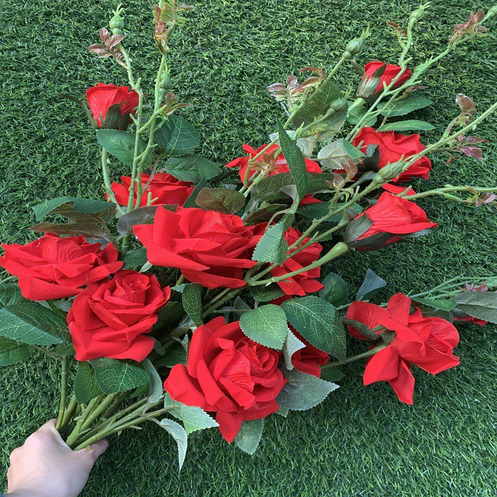 Hoa giả đẹp🌺 𝐅𝐑𝐄𝐄𝐒𝐇𝐈𝐏🌺 Hoa hồng nhung giả - hoa lụa cao cấp giống thật phủ nhung cắm bình đẹp, giống thật 95%