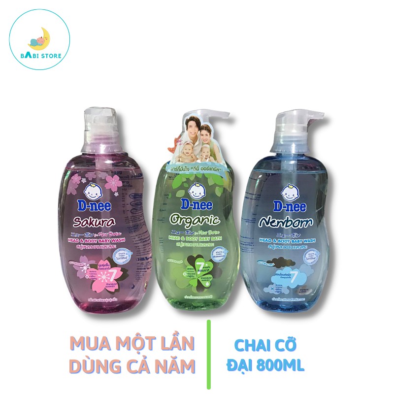 Sữa tắm gội toàn thân cho bé từ 0 đến 3 tuổi Dnee Baby, Dnee Pure 800ml