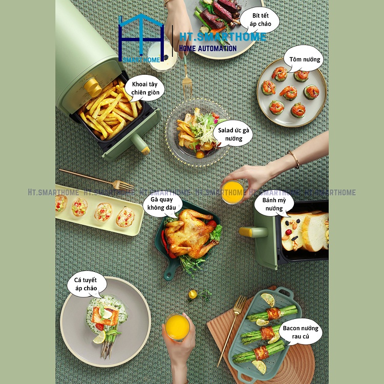 Nồi chiên không dầu Life Element mini Xanh bơ - Nồi chiên gia đình 3L 1-3 người - Nhỏ gọn tiện lợi