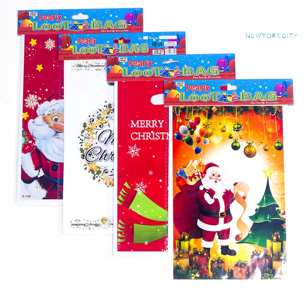 Set 10 Túi Đựng Kẹo Bằng PVC In Họa Tiết Phong Cách Giáng Sinh