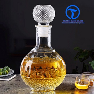 Chai Đựng Rượu Thủy Tinh mẫu Bầu Tròn Chấm Bi