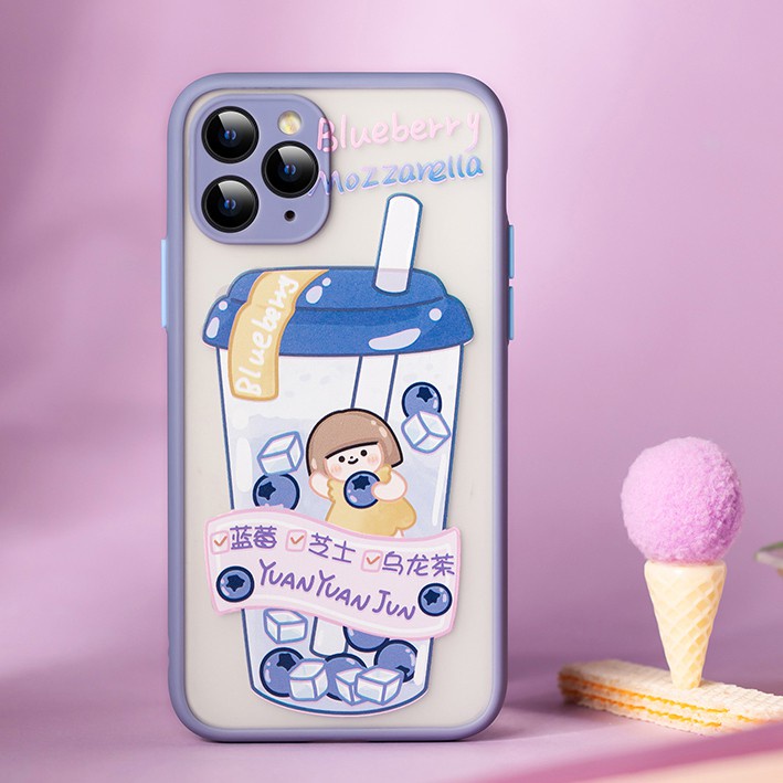 Ốp lưng iphone viền nhám Trà sữa  bảo vệ camera 6/6plus/7plus/8plus/x/xs/xs max/11/11promax DT05- Dino case