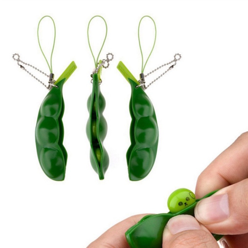 Đồ chơi dạng nắn bóp giảm căng thẳng hình hạt đậu với lỗ thông hơi và âm thanh thú vị