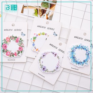 Set 30 miếng thiệp in hình vòng hoa mùa xuân phong cách Hàn Quốc
