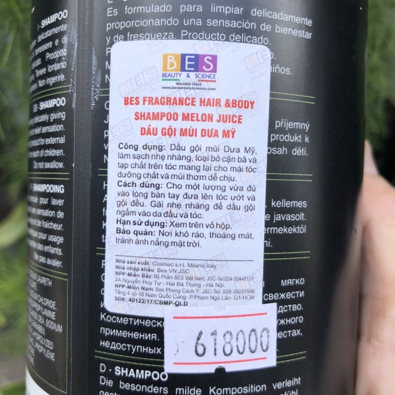 Dầu gội trái cây sức sống hàng ngày Bes Fragrance 1000ml DƯA LƯỚI
