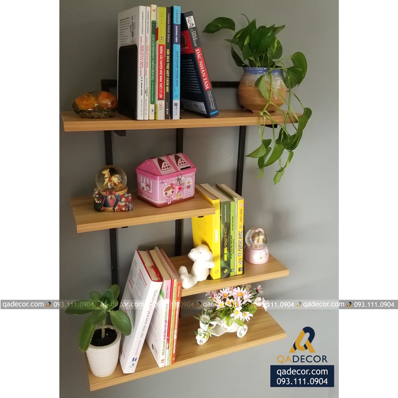 Kệ sắt hộp trang trí treo tường QAK10-11 decor nội thất lắp ráp 2022 KT 53x20x75 cm