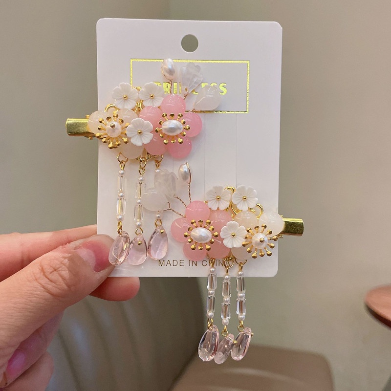 1 Cặp Kẹp Tóc Tua Rua Hình Cánh Bướm Hán Phục Cho Bé Gái