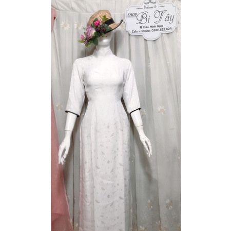 Áo dài gấm trắng size sm