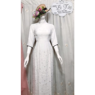 Áo dài gấm trắng size sm
