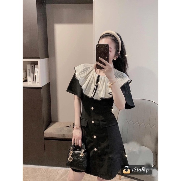 Váy tiểu thư khoá lưng siêu hot, váy đen cổ bèo be ( kèm ảnh và video) | BigBuy360 - bigbuy360.vn