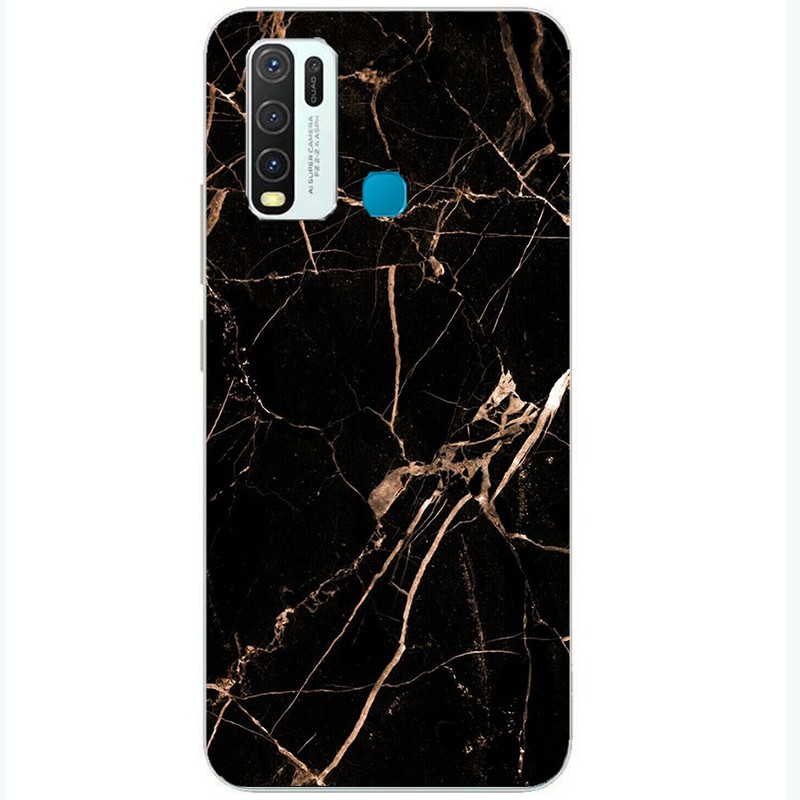 Black Marble Style Phone Case Vivo Y1s Y20s Y20 Y20i Y30 Y30i Y35 Y37 X50 V20 SE Pro soft silicone Cover