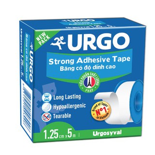 Băng keo lụa dạng cuộn Urgo Urgosyval dính chắc, cố định băng gạc, thiết bị y tế, kim truyền, catheter, dễ xé [syval]