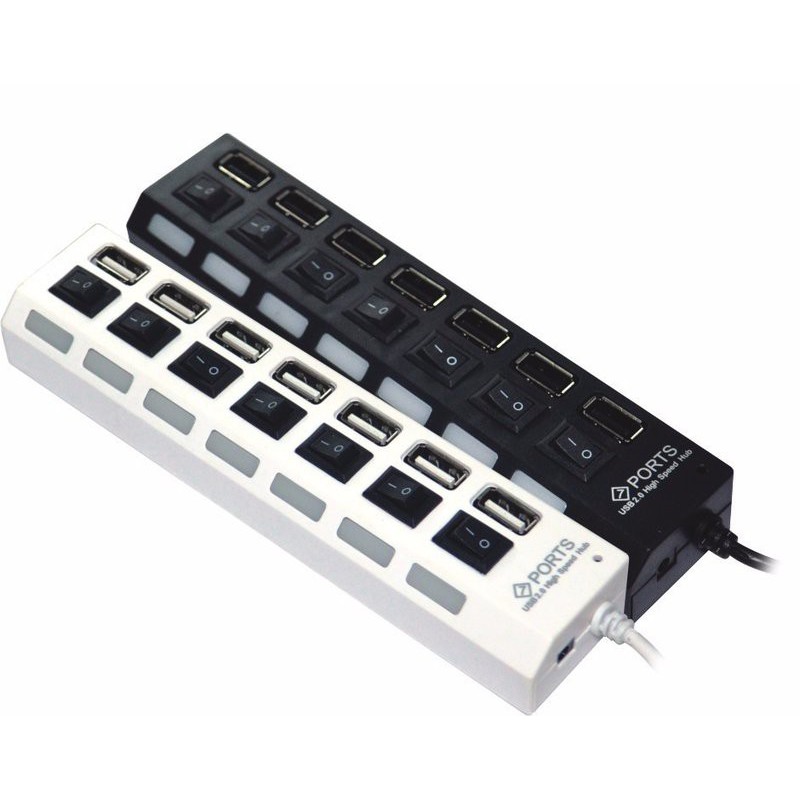 BỘ CHIA CỔNG USB HUB 7 PORT HÌNH Ổ ĐIỆN CÓ CÔNG TẮC LED ĐA NĂNG CHO MÁY TÍNH LAPTOP, PC, ĐIỆN THOẠI, MÁY IN, ĐỌC THẺ NHỚ